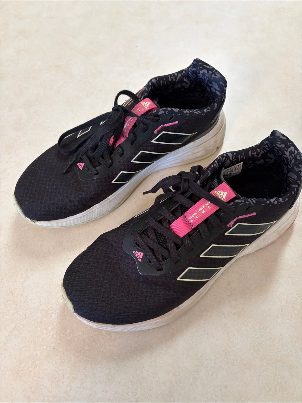 Adidas Black with Pink Accent Women’s Sneakers